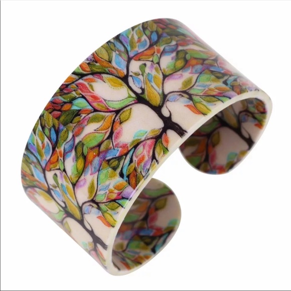 Dutch Girl Boutique Jewelry - NEW Tree of Life Adjustable Acrylic Bangle Cuff
